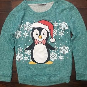Girls Penguin Christmas sweater